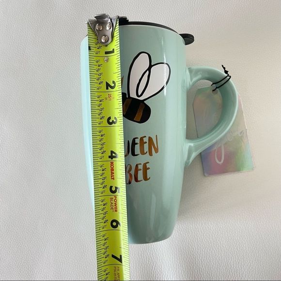 NWT Sheffield Home Beautiful Queen Bee Mint Green Tall Travel Coffee Mug w/ Lid - Picture 14 of 14